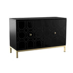 Meuble d'appoint contemporain 2 portes blanc et noir avec quincaillerie dorée