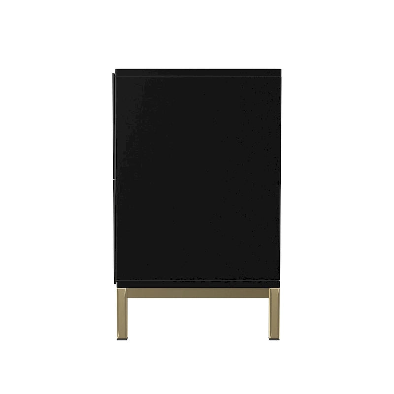 Meuble d'appoint contemporain 2 portes blanc et noir avec quincaillerie dorée