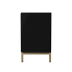 Meuble d'appoint contemporain 2 portes blanc et noir avec quincaillerie dorée