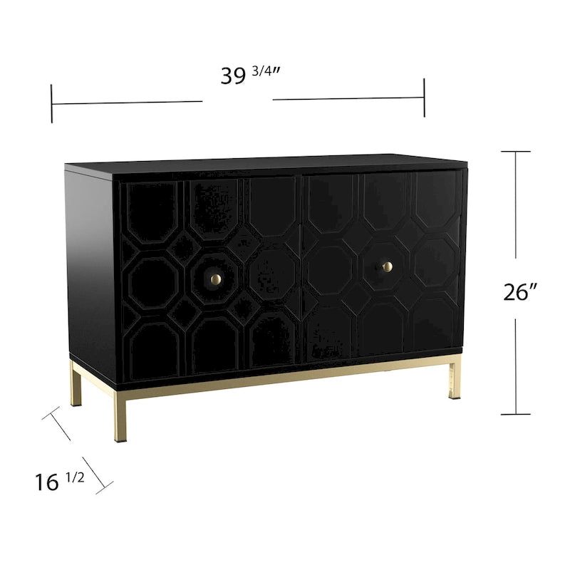 Meuble d'appoint contemporain 2 portes blanc et noir avec quincaillerie dorée