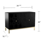 Meuble d'appoint contemporain 2 portes blanc et noir avec quincaillerie dorée
