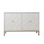 Meuble d'appoint contemporain 2 portes blanc et noir avec quincaillerie dorée