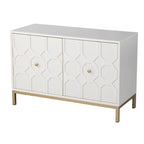 Meuble d'appoint contemporain 2 portes blanc et noir avec quincaillerie dorée