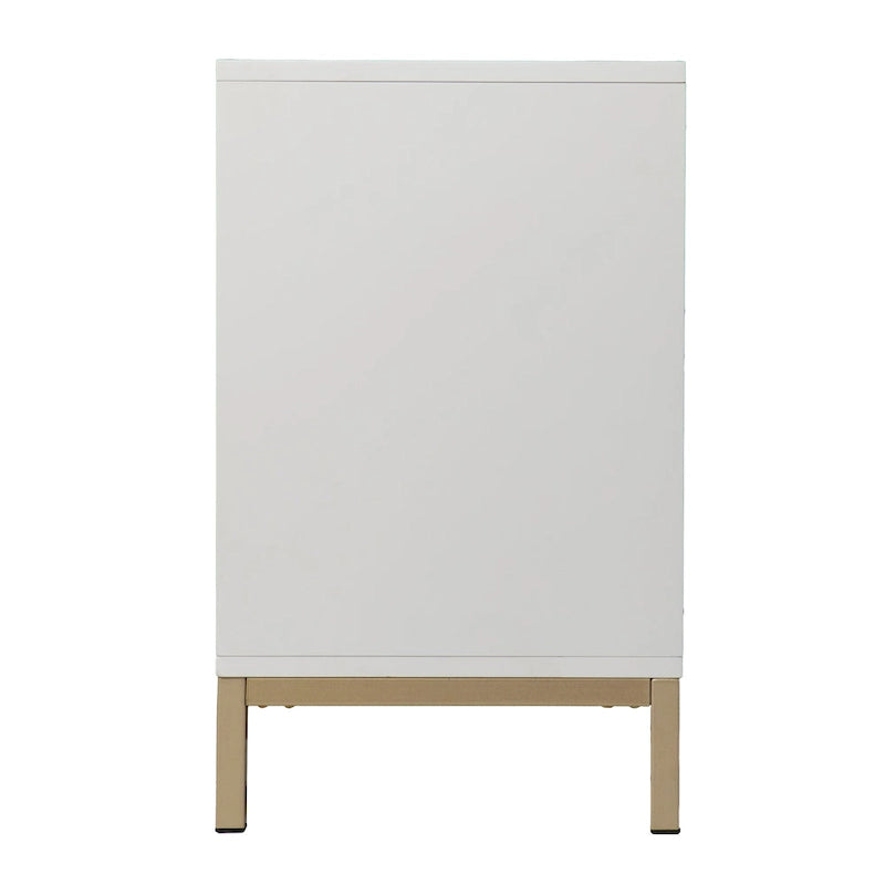 Meuble d'appoint contemporain 2 portes blanc et noir avec quincaillerie dorée