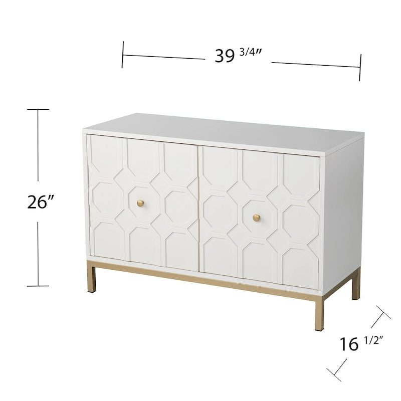 Meuble d'appoint contemporain 2 portes blanc et noir avec quincaillerie dorée