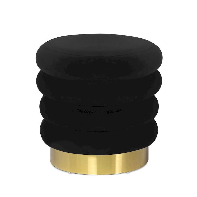 Pouf rond en velours, multicolore, une place, pieds en métal doré