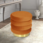 Adeco Round Velvet Ottoman Upholstered Foot Stool