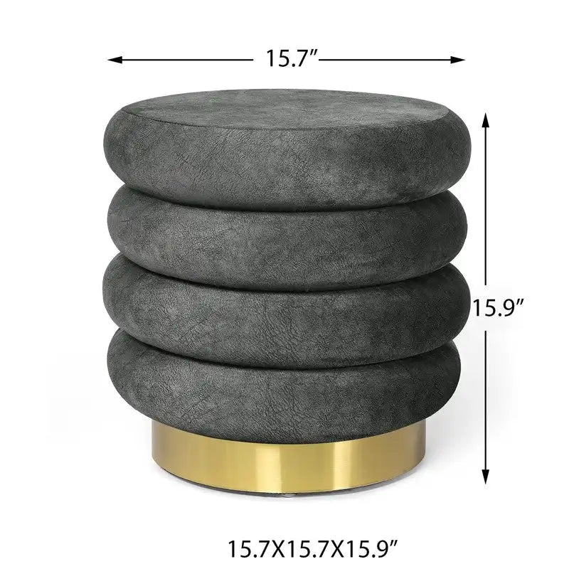 Pouf rond en velours, multicolore, une place, pieds en métal doré
