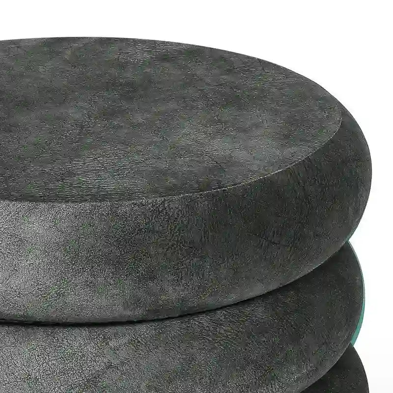 Pouf rond en velours, multicolore, une place, pieds en métal doré