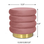 Pouf rond en velours, multicolore, une place, pieds en métal doré