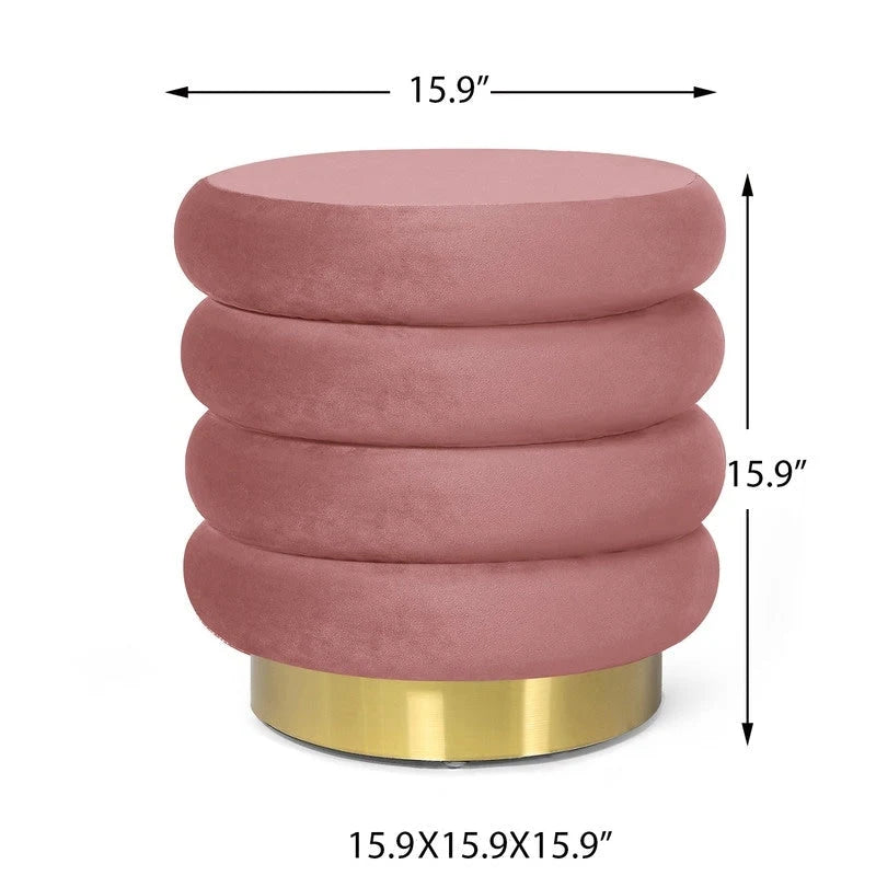 Pouf rond en velours, multicolore, une place, pieds en métal doré
