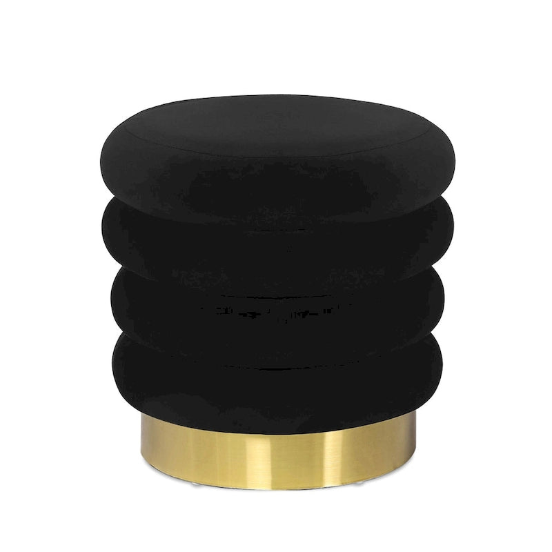 Pouf rond en velours, multicolore, une place, pieds en métal doré