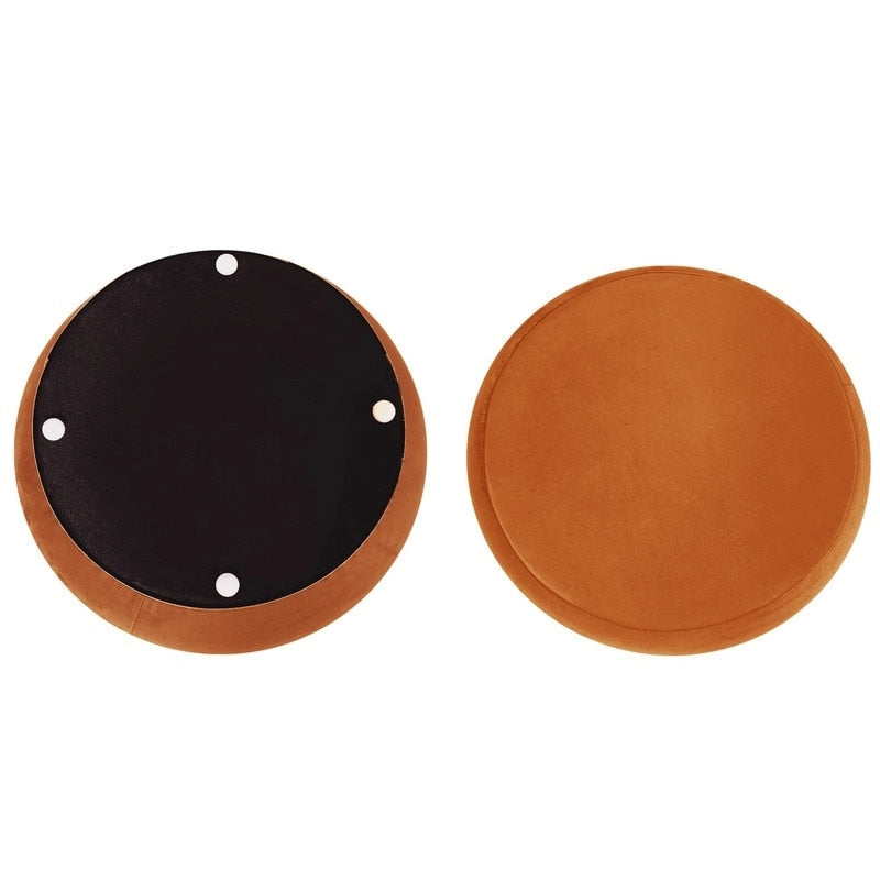 Pouf rond en velours, multicolore, une place, pieds en métal doré