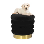 Pouf rond en velours, multicolore, une place, pieds en métal doré