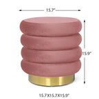 Pouf rond en velours, multicolore, une place, pieds en métal doré
