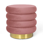 Pouf rond en velours, multicolore, une place, pieds en métal doré