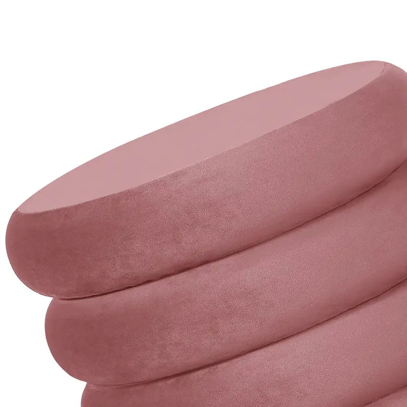 Pouf rond en velours, multicolore, une place, pieds en métal doré