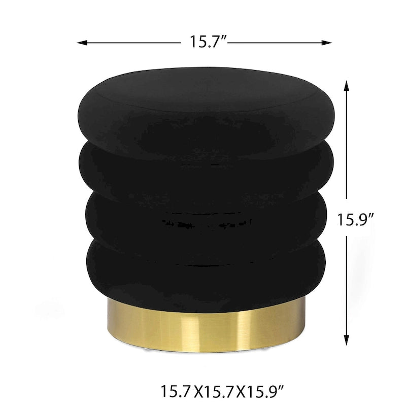 Pouf rond en velours, multicolore, une place, pieds en métal doré