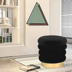 Pouf rond en velours, multicolore, une place, pieds en métal doré