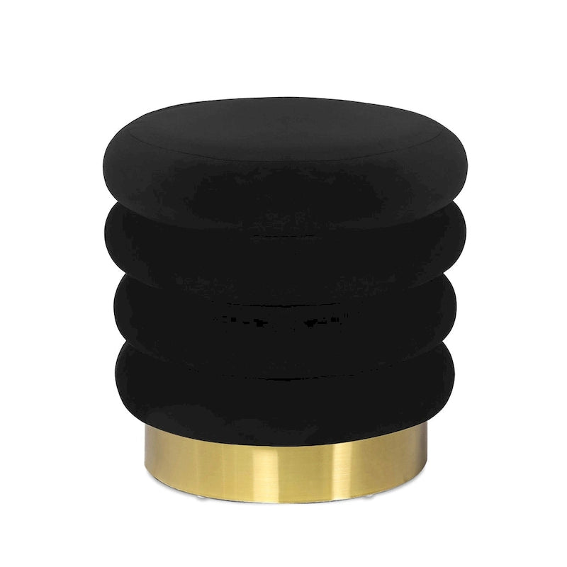 Pouf rond en velours, multicolore, une place, pieds en métal doré