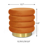 Pouf rond en velours, multicolore, une place, pieds en métal doré