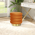 Pouf rond en velours, multicolore, une place, pieds en métal doré