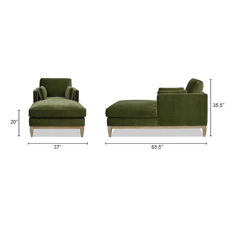 Méridienne en velours haute performance, 1 place (Vert olive / Beige / Marron foncé)