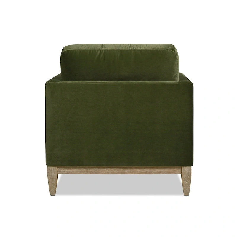 Méridienne en velours haute performance, 1 place (Vert olive / Beige / Marron foncé)