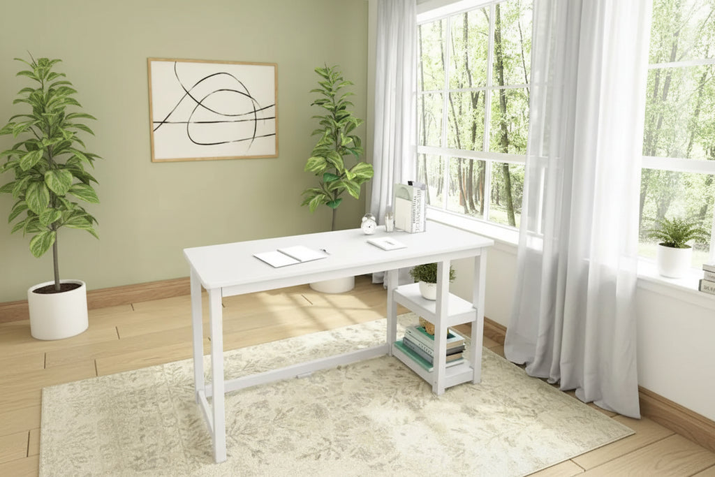 Plank and Beam Desk with Bookshelves