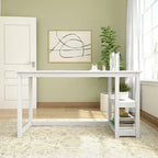 Bureau en bois avec 2 étagères – Blanc/Gris/Terre/Naturel, une personne