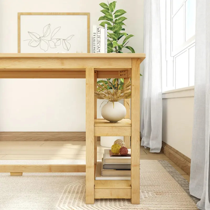 Bureau en bois avec 2 étagères – Blanc/Gris/Terre/Naturel, une personne