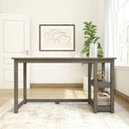 Bureau en bois avec 2 étagères – Blanc/Gris/Terre/Naturel, une personne