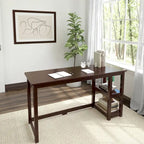 Bureau en bois avec 2 étagères – Blanc/Gris/Terre/Naturel, une personne