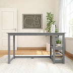 Bureau en bois avec 2 étagères – Blanc/Gris/Terre/Naturel, une personne