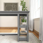 Bureau en bois avec 2 étagères – Blanc/Gris/Terre/Naturel, une personne
