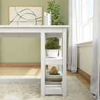 Bureau en bois avec 2 étagères – Blanc/Gris/Terre/Naturel, une personne