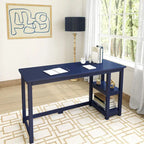 Bureau en bois avec 2 étagères – Blanc/Gris/Terre/Naturel, une personne