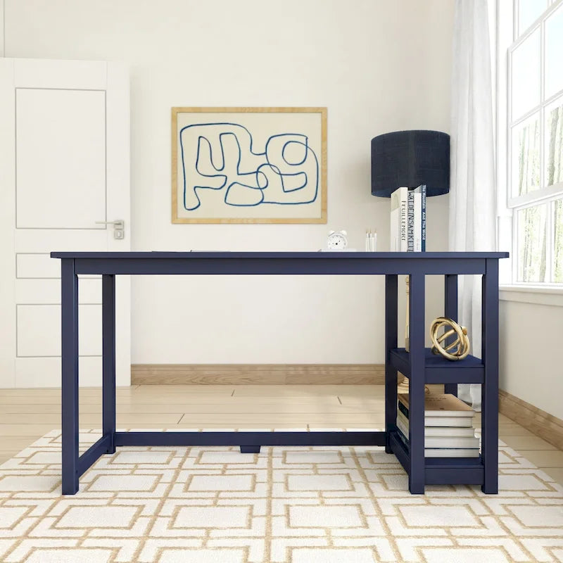 Bureau en bois avec 2 étagères – Blanc/Gris/Terre/Naturel, une personne