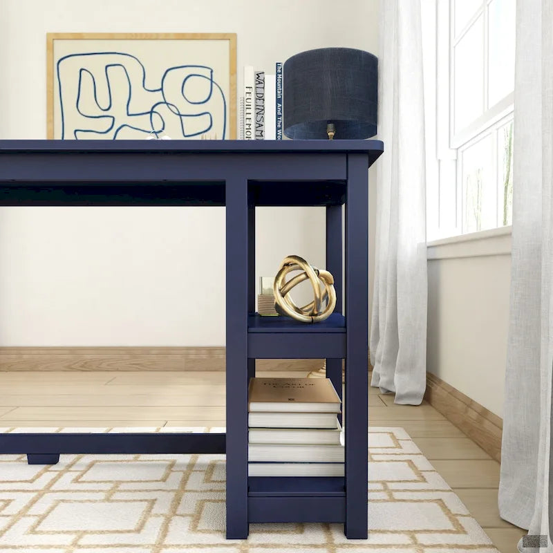 Bureau en bois avec 2 étagères – Blanc/Gris/Terre/Naturel, une personne
