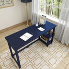 Bureau en bois avec 2 étagères – Blanc/Gris/Terre/Naturel, une personne