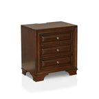 Table de chevet traditionnelle à 3 tiroirs cerisier gris/brun avec USB (1 personne)