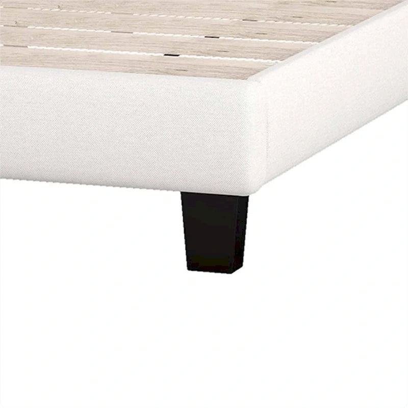 Lit plate-forme capitonné beige King, tête de lit en forme de selle, capitonnage en losanges, pour 2