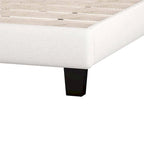 Lit plate-forme capitonné beige King, tête de lit en forme de selle, capitonnage en losanges, pour 2