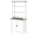 Bibliothèque 5 étagères avec portes Shiplap gris/noir vintage, style maison de campagne moderne, assemblage par 1 personne
