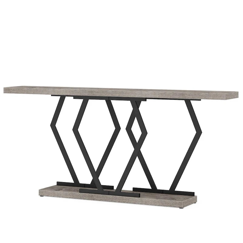 Console effet marbre avec pieds en métal, blanc/doré, gris/noir, noir/doré, marron/noir, rectangulaire