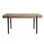 Table à manger rectangulaire 6 personnes, finition chêne, pieds en métal noir