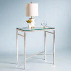 Table d'appoint métallique avec plateau en verre argenté/blanc/noir/doré – Simple