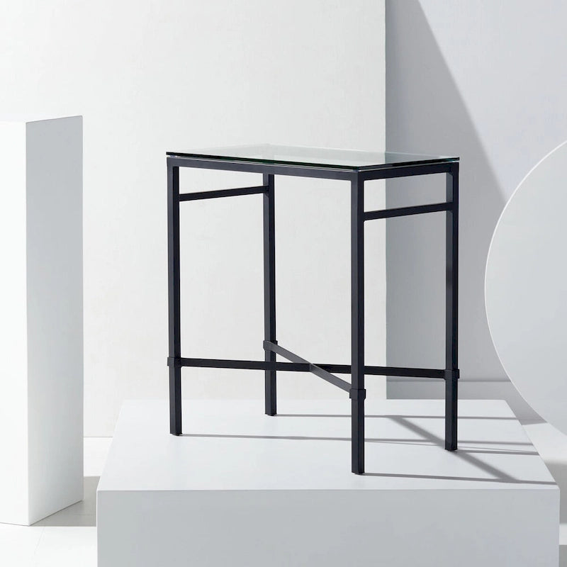 Table d'appoint métallique avec plateau en verre argenté/blanc/noir/doré – Simple