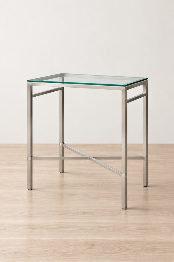 Table d'appoint métallique avec plateau en verre argenté/blanc/noir/doré – Simple