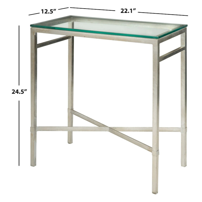 Table d'appoint métallique avec plateau en verre argenté/blanc/noir/doré – Simple